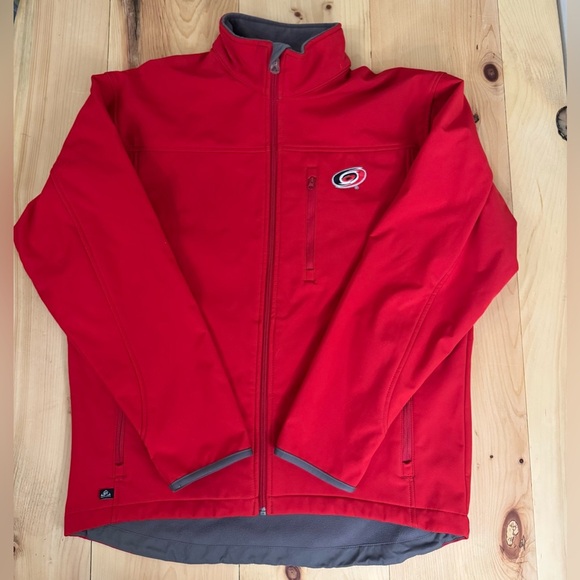 Men’s NHL Carolina Hurricanes Red Logo Full Zip Warm Front Pouch Jacket size L - Picture 1 of 13